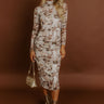 Amber Skyline Floral Mesh Midi Dress in Taupe Image 1