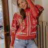 Fifth Avenue Chic Jacquard Knit Sweater Top in Rustic Rose Image - 1