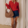 Cozy Vibes Knit Sweater in Scarlet Image - 1