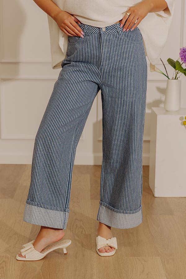 The Alex High Waist Stripe Wide Leg Jean