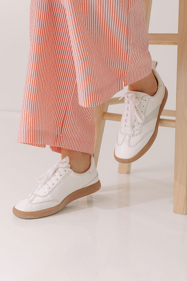 Wylder Faux Leather Studded Sneaker in White