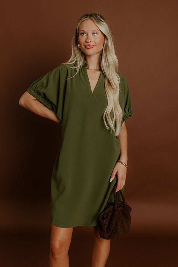 Broadway Muse Mini Dress in Olive Image 1