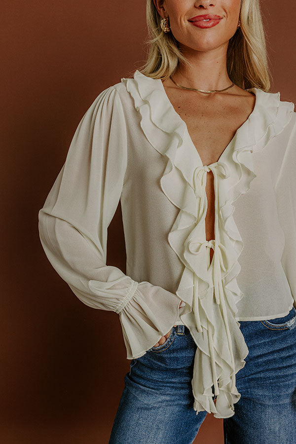 For The Frill Front Tie Ruffle Top Image 2