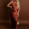 Glitz And Glam Satin Midi Dress in Rust Image 1