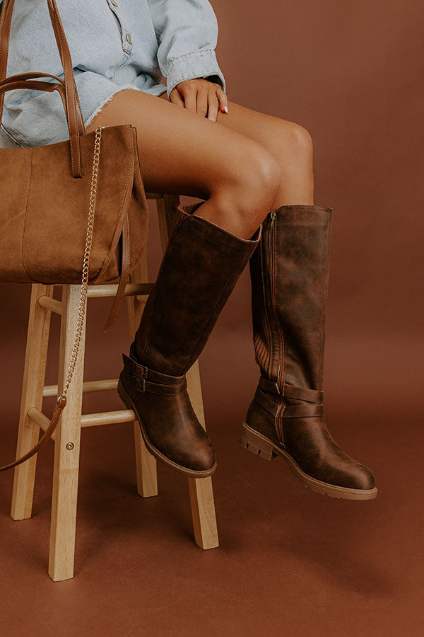 Hay Bale Faux Leather Knee High Boot in Brown Image 1