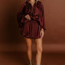 Rooftop Cocktails High Waist Satin Skort in Merlot Image 1