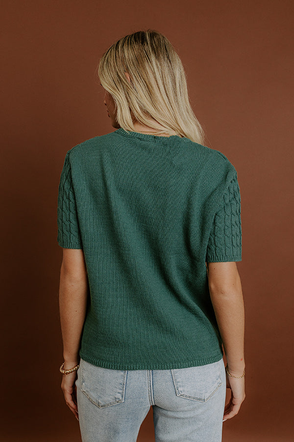 Uptown Charm Cable Knit Top in Hunter Green Image 3