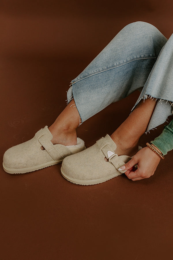 Portland Felt Mule Clogs in Oatmeal Image 1