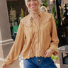 Rosehill Estate Faux Suede Button Up Top in Camel Image - 1