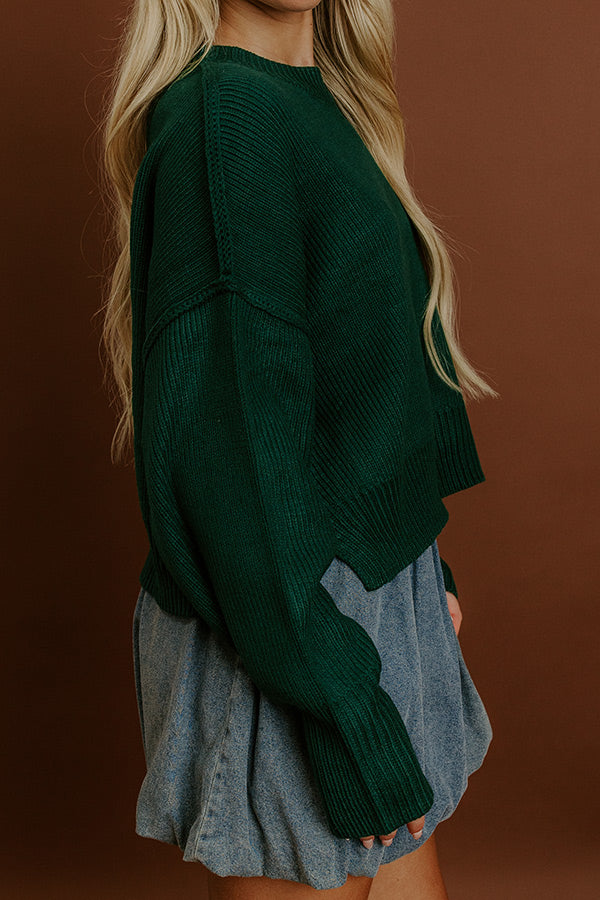 Trailside Bliss Knit Sweater in Hunter Green Image 4