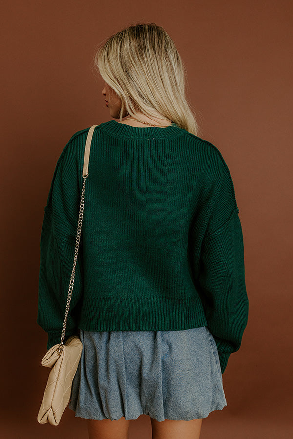 Trailside Bliss Knit Sweater in Hunter Green Image 5