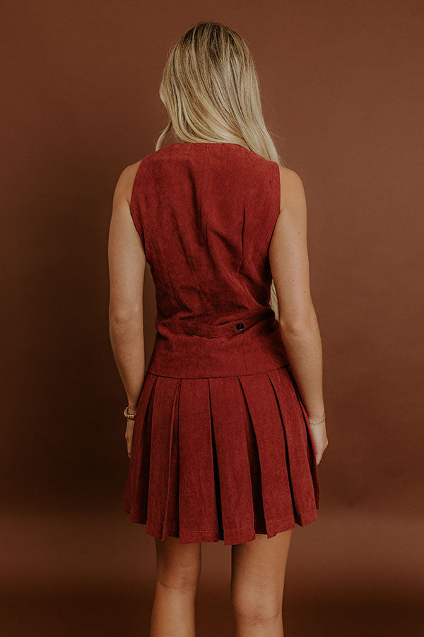 Western Charm Faux Suede Mini Dress in Brick Red L / Brick Red Western Charm Faux Suede Mini Dress in Brick Red L / Brick Red