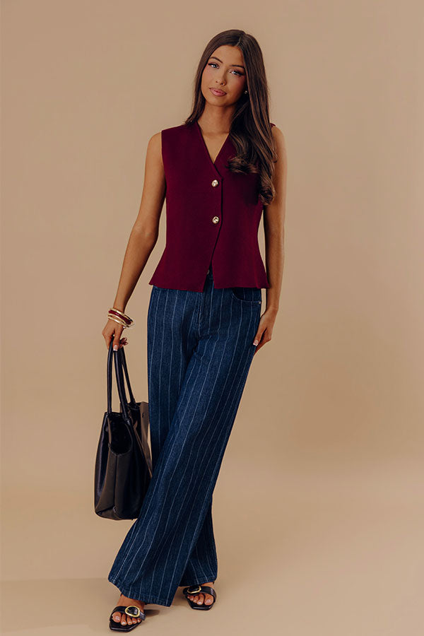 Cappuccino Cutie Knit Vest Top in Maroon Image - 2
