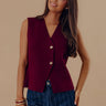 Cappuccino Cutie Knit Vest Top in Maroon Image - 1