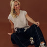 Casual Charm Vintage Wash Top in Oatmeal Image - 1