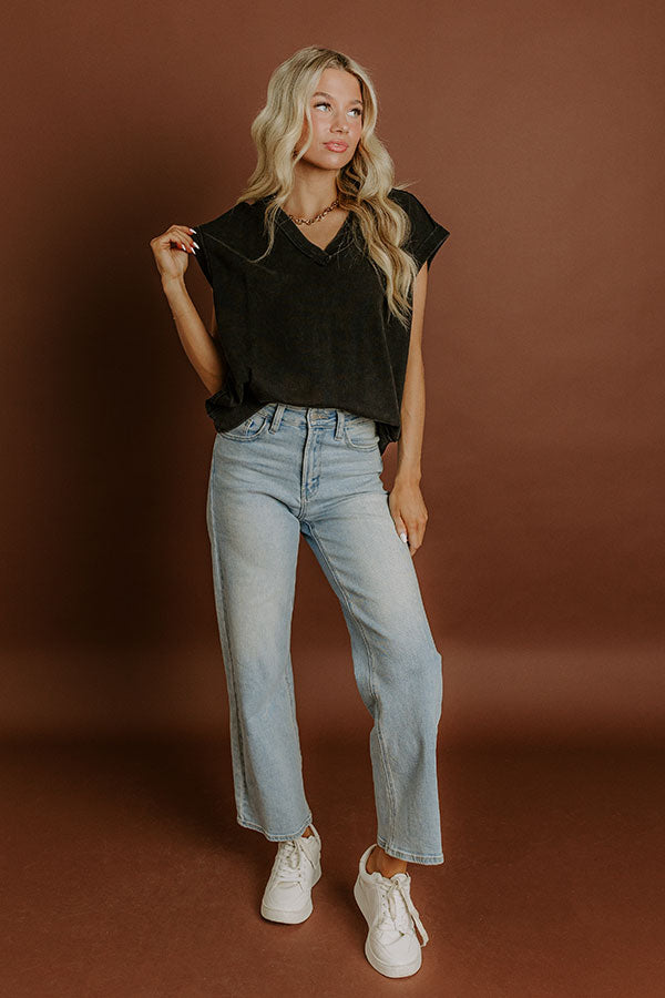 Casual Charm Vintage Wash Top in Vintage Black Image 5