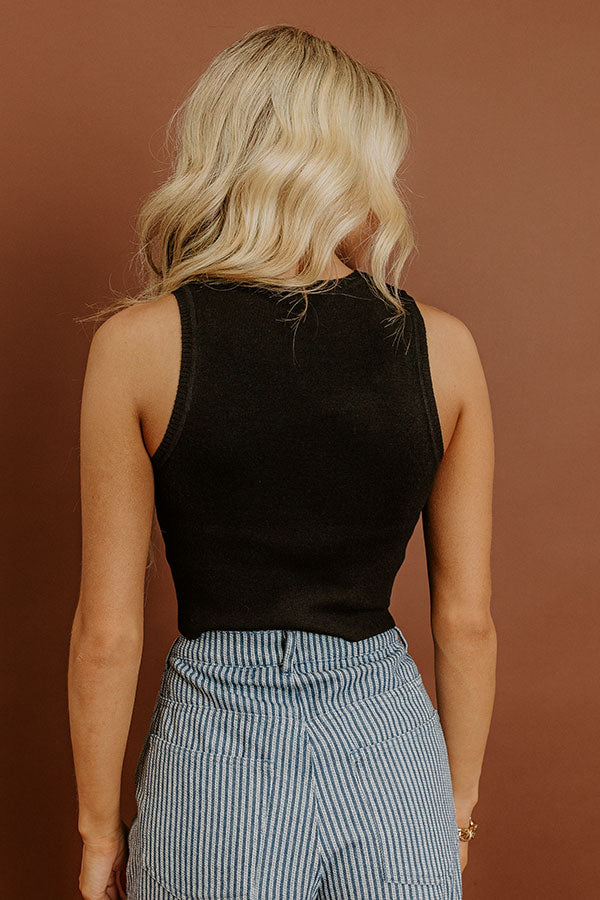 Forever Stylish Knit Crop Top in Black Image 5