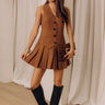 Western Charm Faux Suede Mini Dress in Chocolate Image - 1