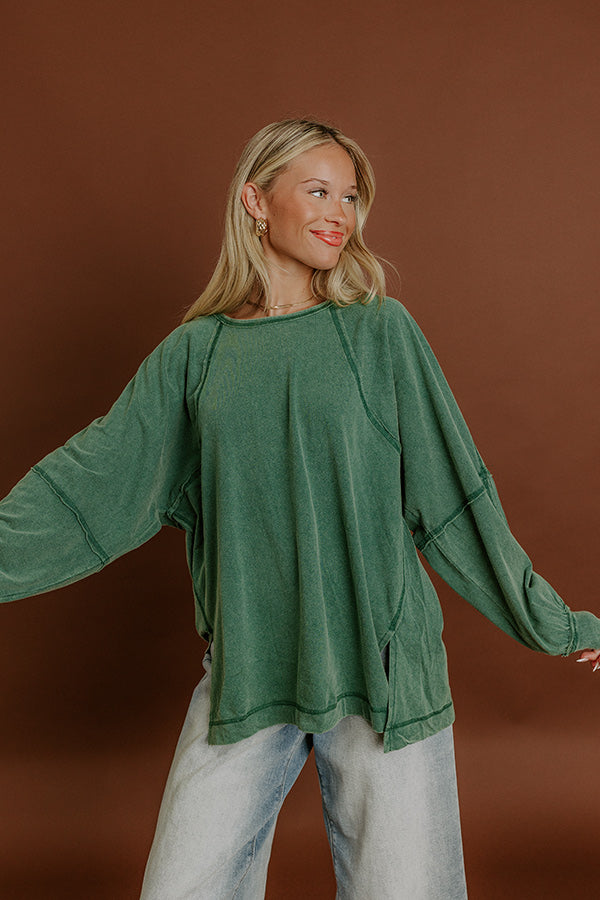 Cozy Comforts Vintage Wash Oversized Tee in Hunter Green Image 1