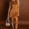 Cocktails And Chit Chat Satin Romper in Camel Image 1