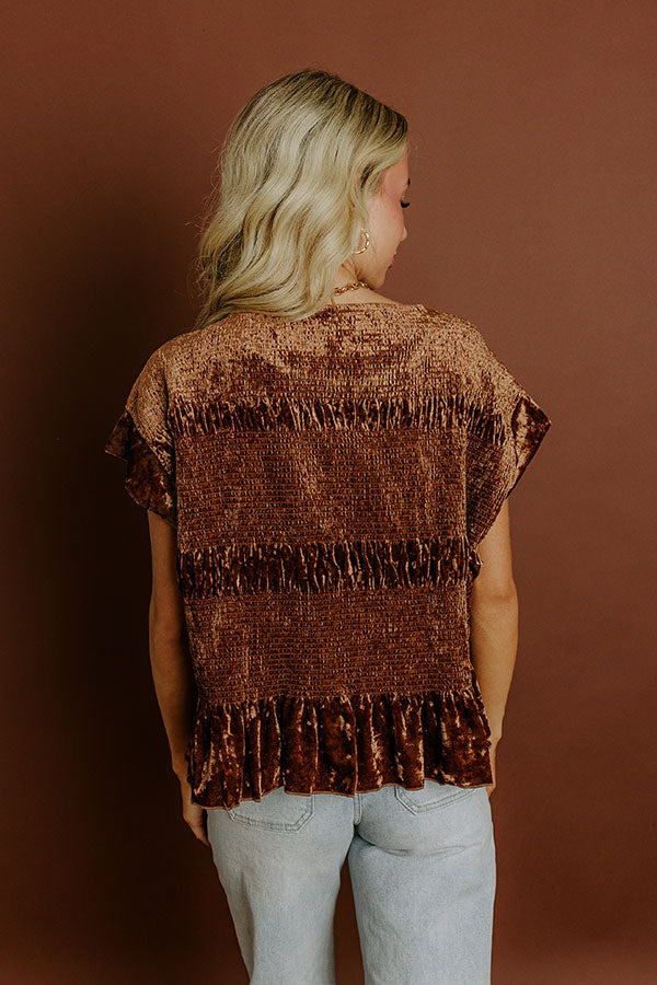 Luxurious Feels Velvet Top in Chocolate Image 6
