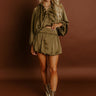 Rooftop Cocktails High Waist Satin Skort in Martini Olive Image 1