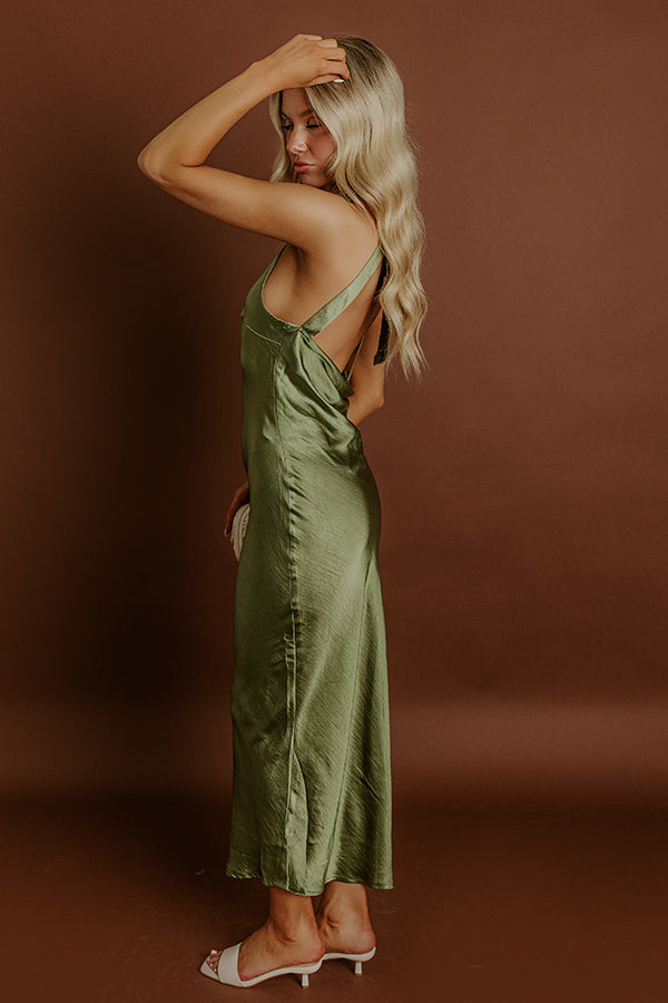 Glitz and Glam Satin Midi Dress in Olive L / Green Glitz and Glam Satin Midi Dress in Olive L / Green