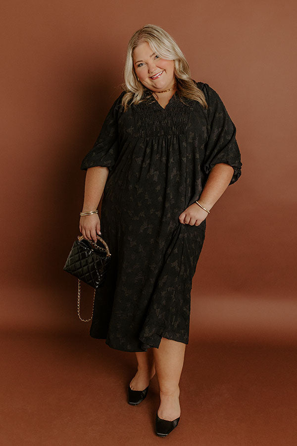 cider black dresses Apple Sippin Jacquard Midi Dress in Curves Gucci Belt With Dress long dress crafted in airy Select Shirt Size:S