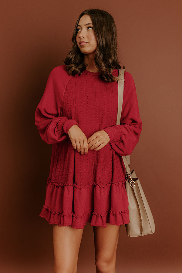 Kind Eyes Eyelet Mini Dress in Red Image 3