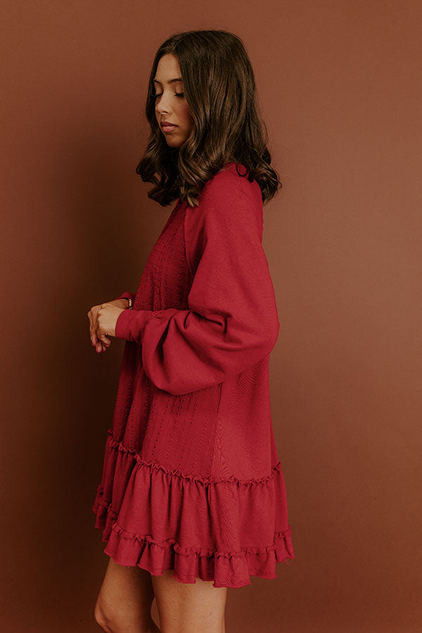 Kind Eyes Eyelet Mini Dress in Red Image 4