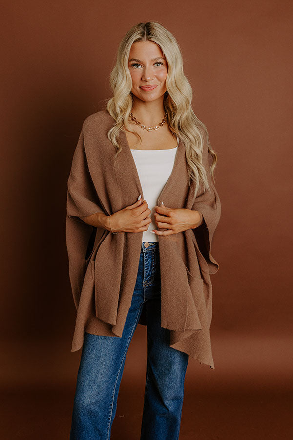 Cuddle Season Knit Cardigan in Mocha Image 3