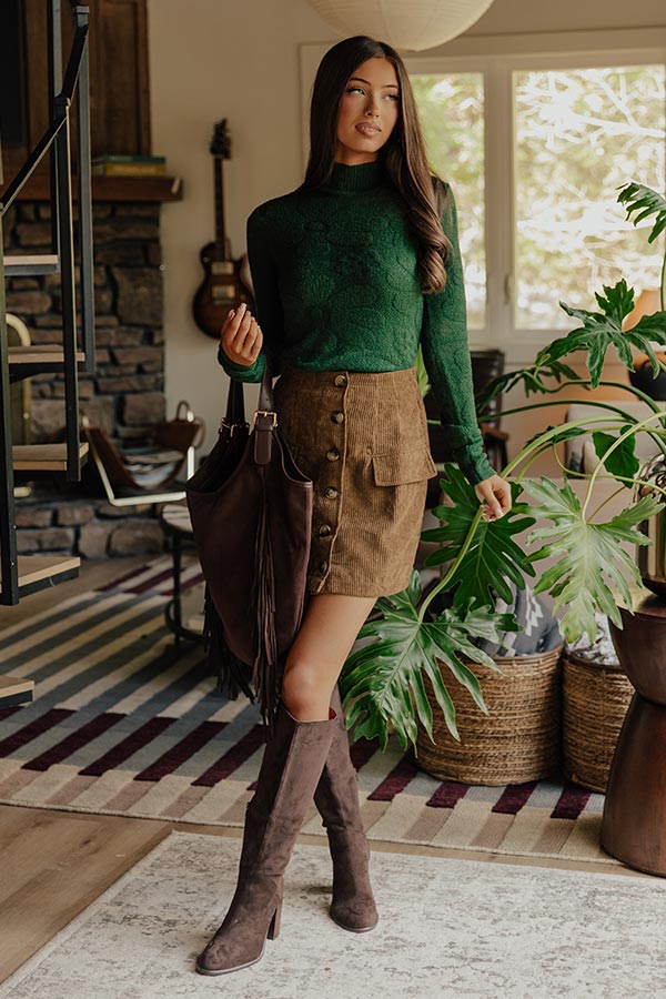 Wine Tasting Floral Jacquard Knit Top in Hunter Green Image - 2