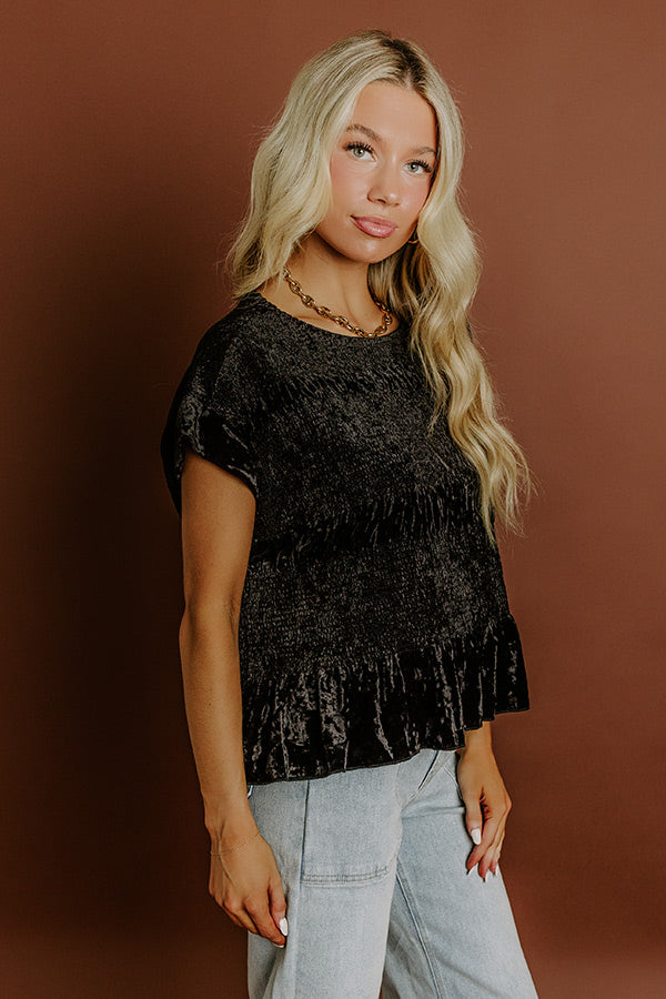 Luxurious Feels Velvet Top in Black Image 4