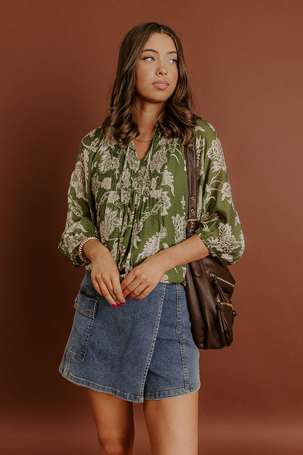 Simply Charming Floral Top in Olive Image 1