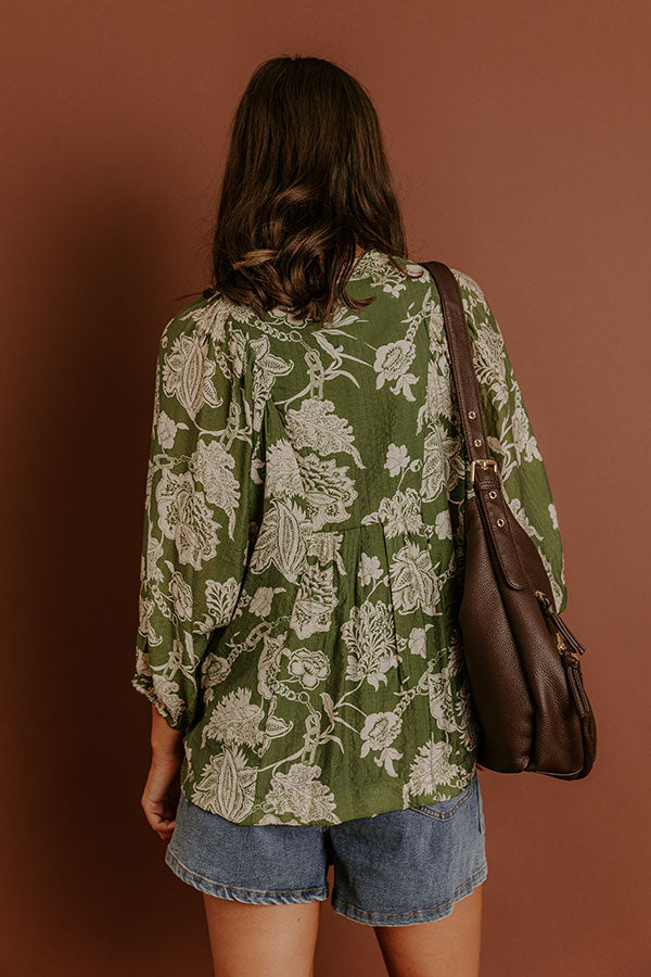 Simply Charming Floral Top in Olive Image 5