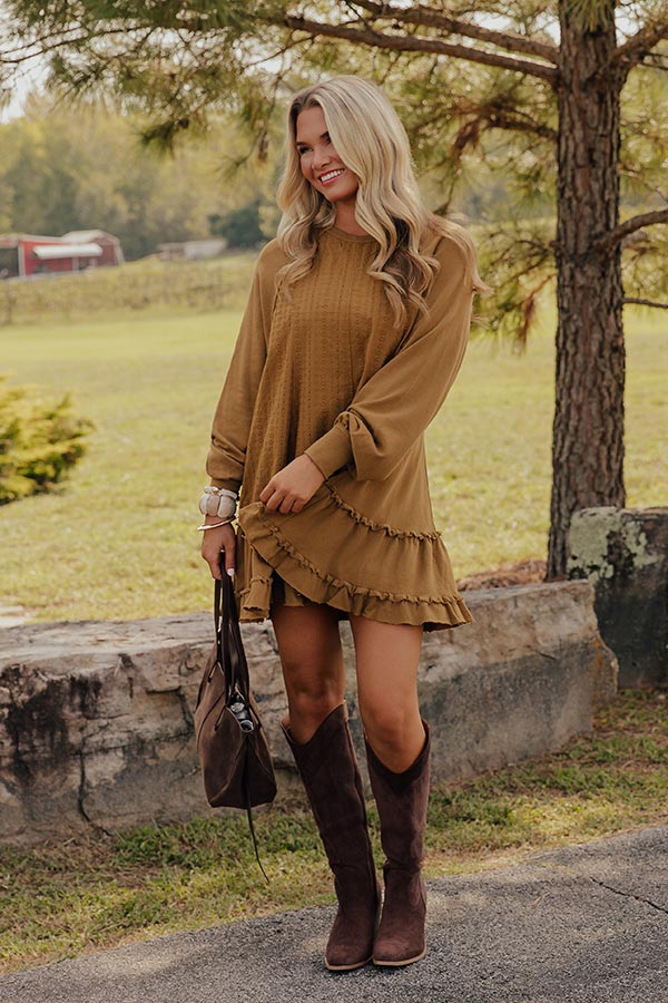 Kind Eyes Eyelet Mini Dress in Brown Image - 2