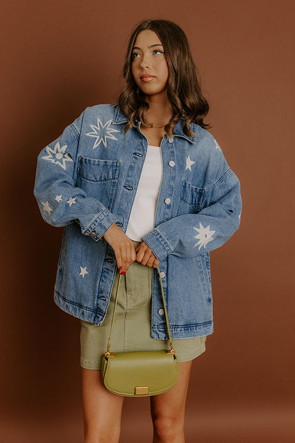 RISEN Starry Oversized Embroidered Denim Jacket Image 1