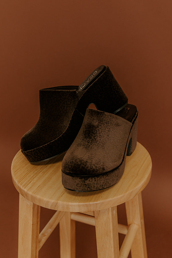 Jayde Velvet Platform Clog Heels in Chestnut Image 1