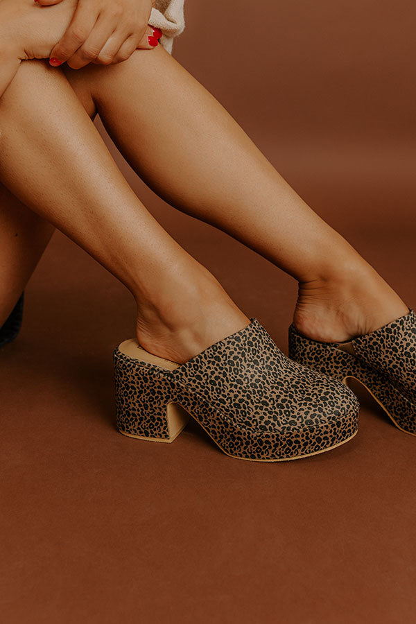 Jayde Faux Suede Platform Clog Heels in Leopard Image 2