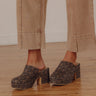 Jayde Faux Suede Platform Clog Heels in Leopard Image - 1