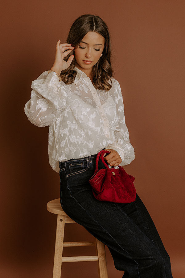 Modern Edge Floral Applique Button Up Top Image 1