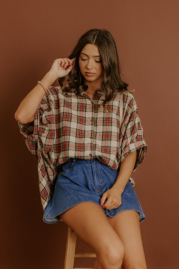 Plaid Affair Oversized Button Up Top Image 1