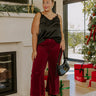 RISEN Kinsley High Waist Corduroy Wide Leg Pants in Wine Curves Image - 1