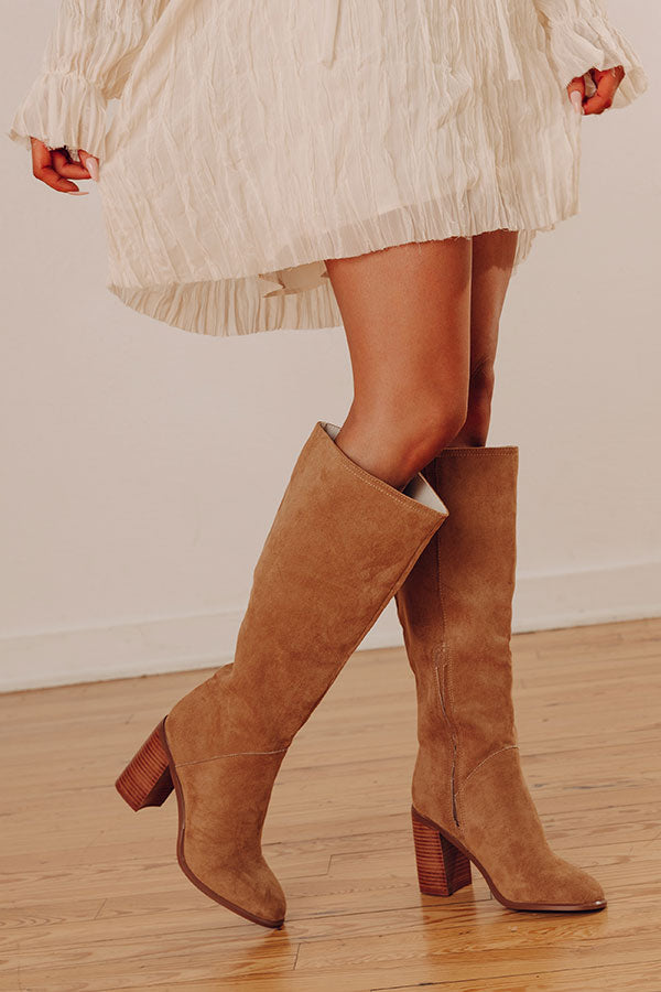 The Shiloh Faux Suede Knee High Boot In Camel