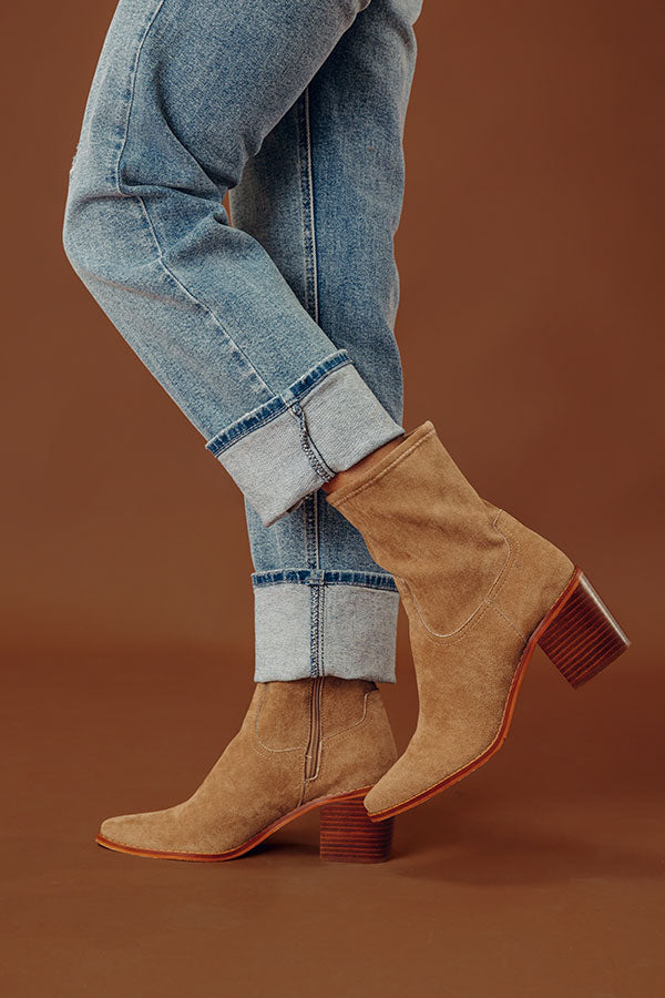 The Vienna Faux Suede Boot In Camel Image - 1
