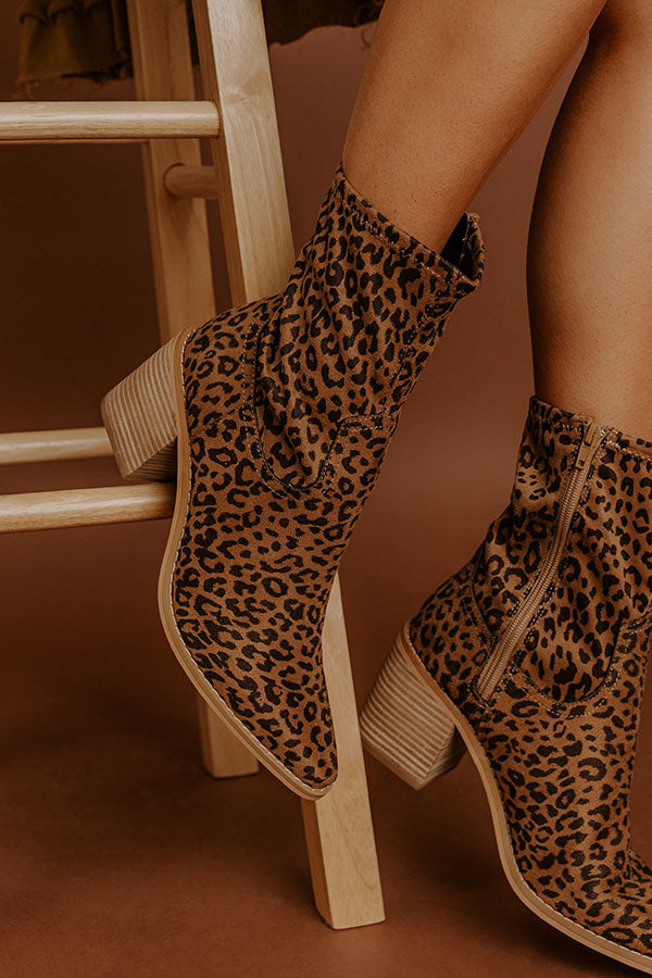 The Vienna Faux Suede Brown Boot In Leopard