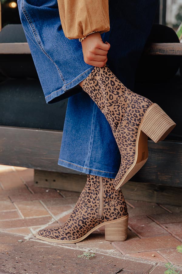 The Vienna Faux Suede Brown Boot In Leopard