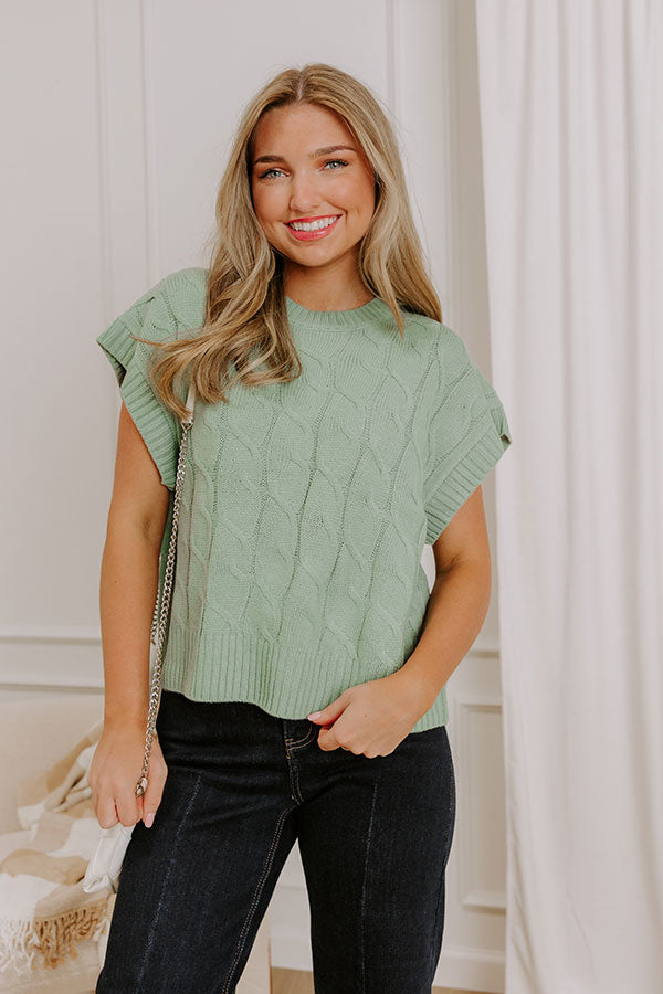 Uptown Ease Cable Knit Sweater Top in Pear Image 1
