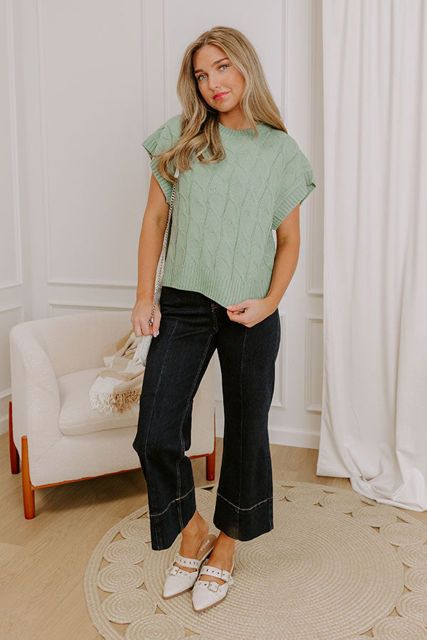 Uptown Ease Cable Knit Sweater Top in Pear Image 2