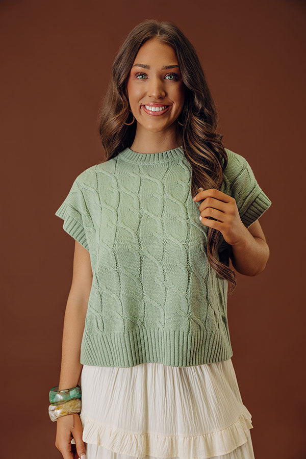 Uptown Ease Cable Knit Sweater Top in Pear Image - 1